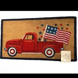 Welcome Mat Palm Fiber Patriotic American Flag 4th Of July Rug 20x36”